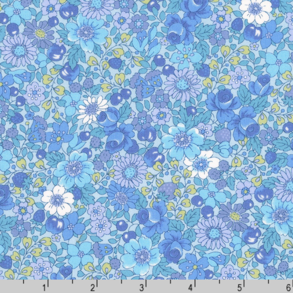 Quilting Cotton - Garden Blues - Crowded Floral - Cerulean