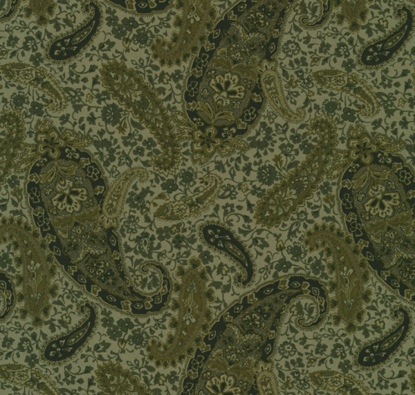 Quilting Cotton - Vintage Petals & Paisleys - Paisley - Grey