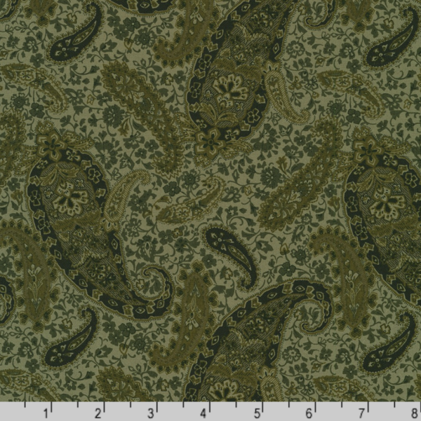 Quilting Cotton - Vintage Petals & Paisleys - Paisley - Grey