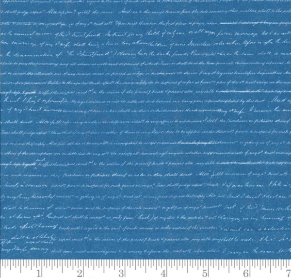 Quilting Cotton -  Bluebell - Blueprint Text - Cyan