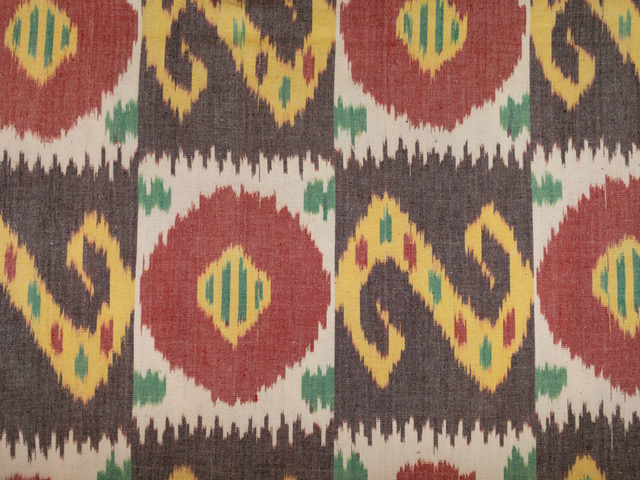 Laura & Kiran Deadstock – Heavyweight Cotton Ikat – Bukhara – Red/Yellow