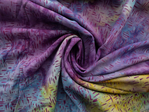 Rayon Batik - Batiks by Mirah - Dashes - Purple/Yellow