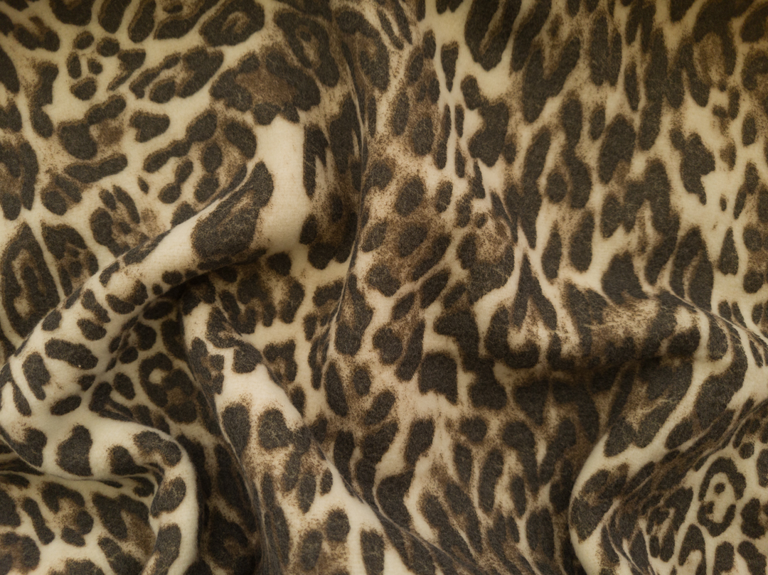 Black Golden Brown Leopard Pattern Prints on Rayon Spandex Jersey Knit  Fabric