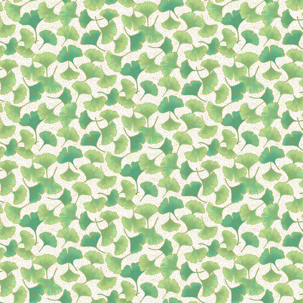 Quilting Cotton – Shimmer Ginkgo Garden - Small Ginkgo Toss - White