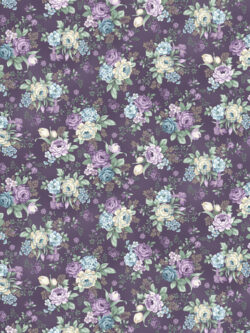 Cotton Flannel - Twilight Garden - Roses - Purple