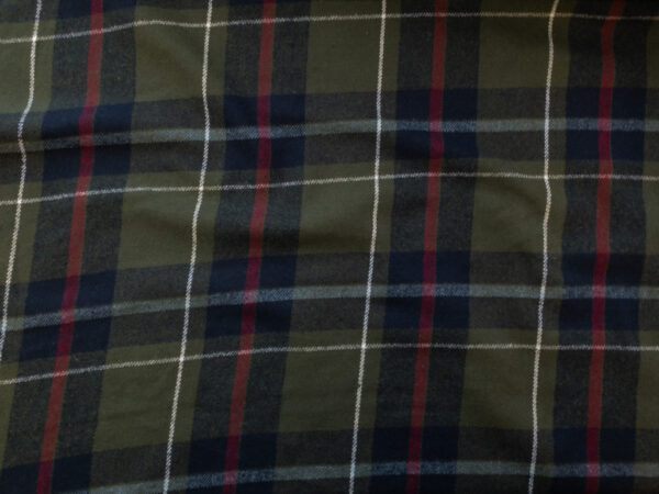 Designer Deadstock – Heavyweight Cotton Flannel – Olive/Navy Plaid