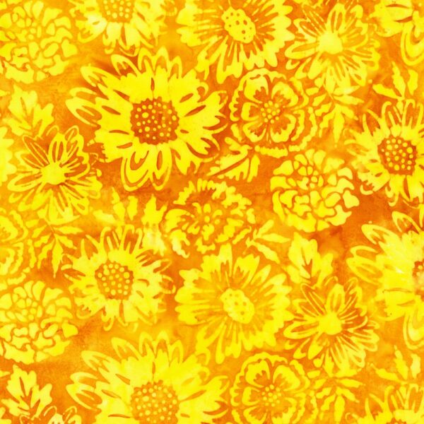 Artisan Cotton Batik - Bees and Flowers - Grellow