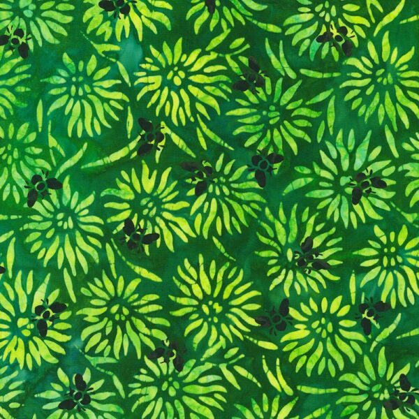 Artisan Cotton Batik - Bees and Flowers - Grass