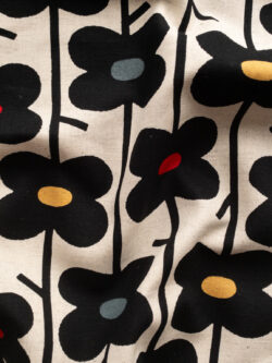 Japanese Cotton/Linen Canvas - Floral Stems - Black/Natural