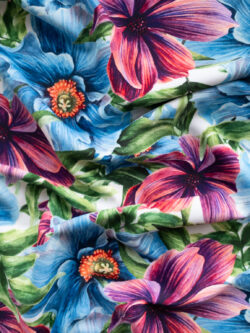 Designer Deadstock - Nylon/Spandex Swimwear Knit - Tropical Floral - Blue/Purple