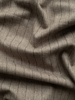 British Designer Deadstock – Yarn Dyed Wool Flannel – Mink Pinstripe