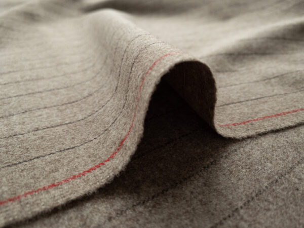 British Designer Deadstock – Yarn Dyed Wool Flannel – Mink Pinstripe