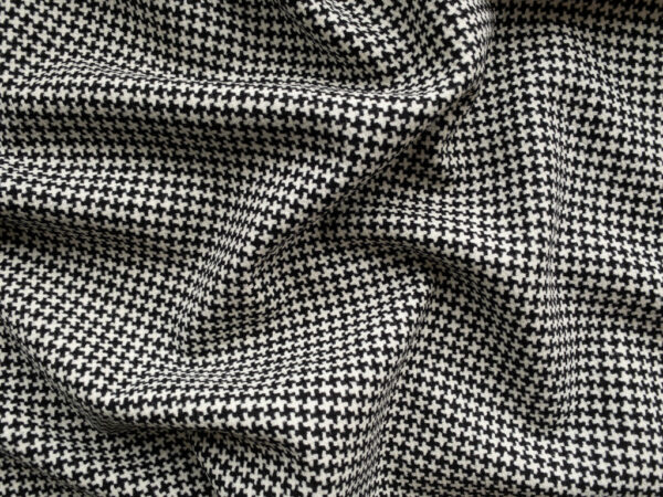 British Designer Deadstock – Wool Suiting - Dogtooth - Black/Cream