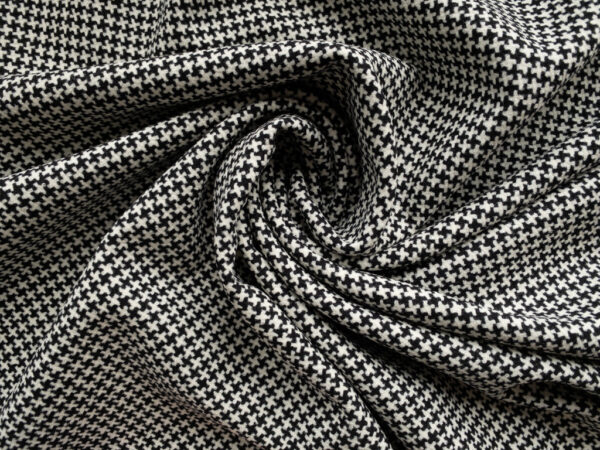 British Designer Deadstock – Wool Suiting - Dogtooth - Black/Cream