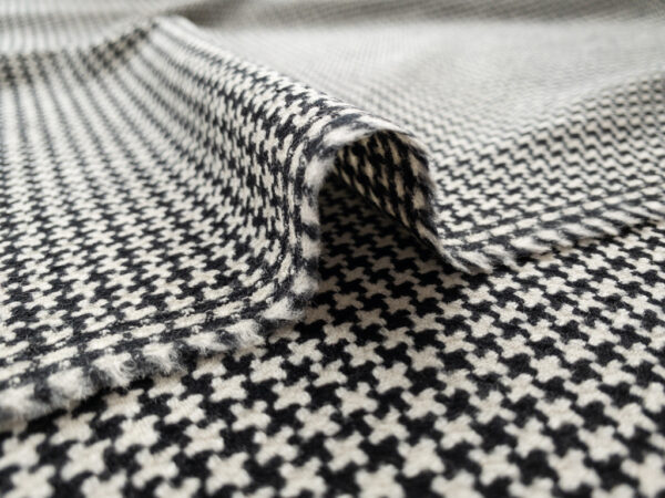 British Designer Deadstock – Wool Suiting - Dogtooth - Black/Cream