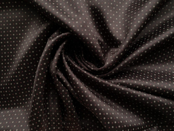 British Designer Deadstock - Viscose Twill Lining - Petite Circles - Dark Chocolate