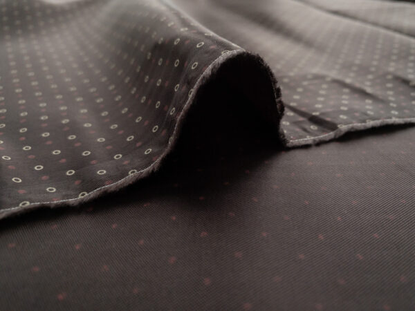 British Designer Deadstock - Viscose Twill Lining - Petite Circles - Dark Chocolate