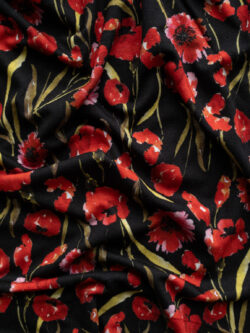 British Designer Deadstock – Viscose/Spandex Jersey – Watercolor Poppies