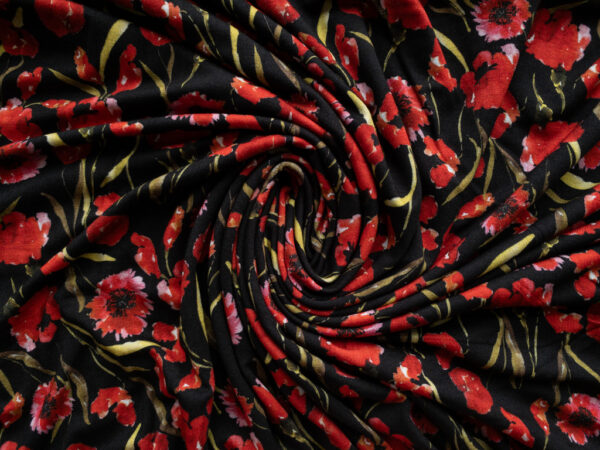 British Designer Deadstock – Viscose/Spandex Jersey – Watercolor Poppies