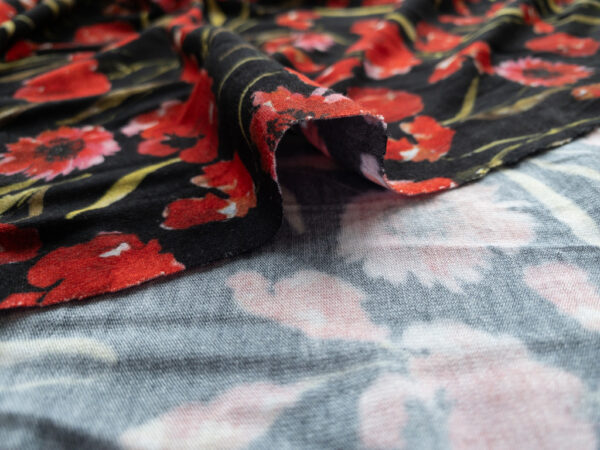 British Designer Deadstock – Viscose/Spandex Jersey – Watercolor Poppies