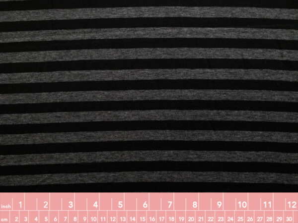 British Designer Deadstock – Viscose/Spandex Jersey - Classic Stripes - Black/Heather Grey