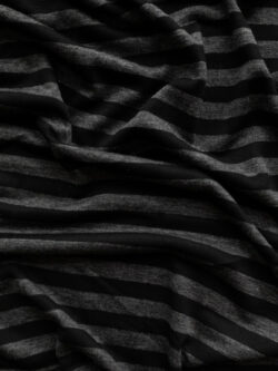 British Designer Deadstock – Viscose/Spandex Jersey - Classic Stripes - Black/Heather Grey