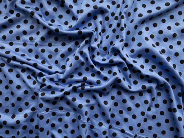 British Designer Deadstock – Viscose/Spandex Jersey – Polka Dot - Periwinkle Blue