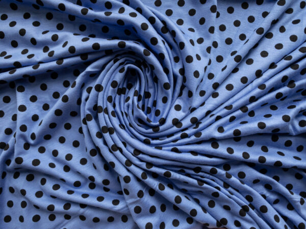 British Designer Deadstock – Viscose/Spandex Jersey – Polka Dot - Periwinkle Blue