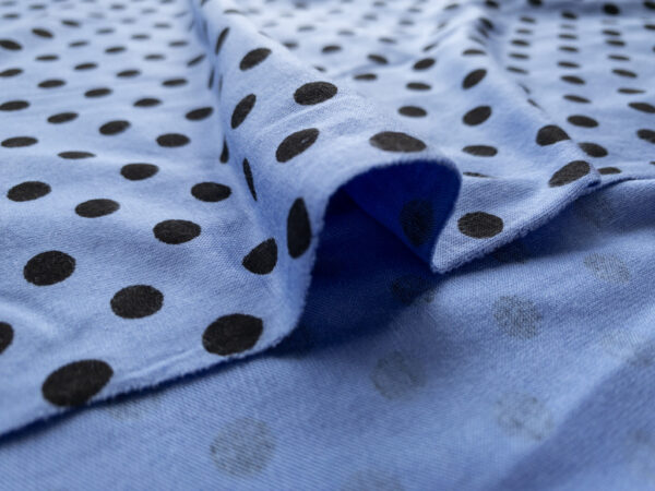 British Designer Deadstock – Viscose/Spandex Jersey – Polka Dot - Periwinkle Blue