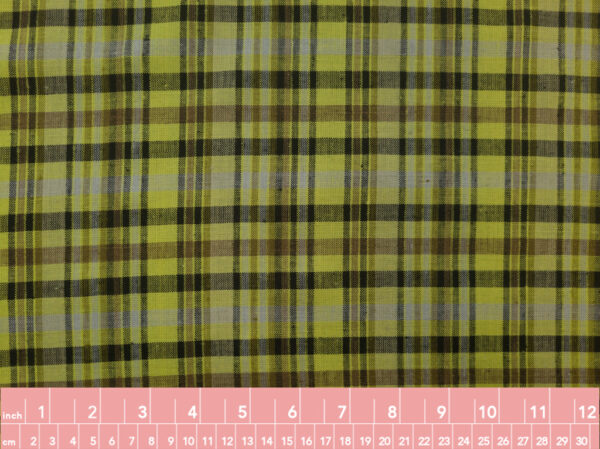 Designer Deadstock – Yarn Dyed Linen - Lime Plaid