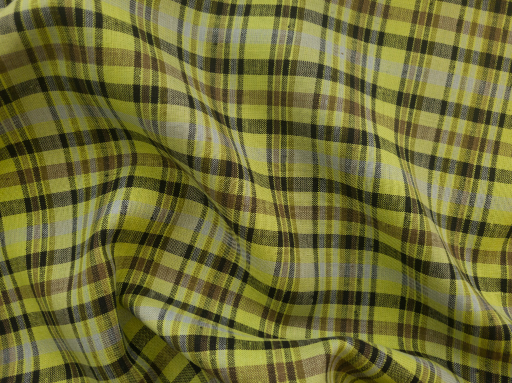 Designer Deadstock – Yarn Dyed Linen - Lime Plaid