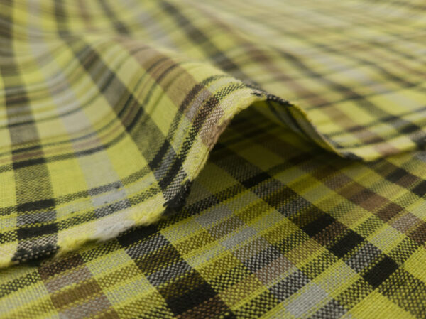 Designer Deadstock – Yarn Dyed Linen - Lime Plaid