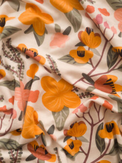 Designer Deadstock - Modal/Spandex Jersey – Pansies & Lilies - Golden