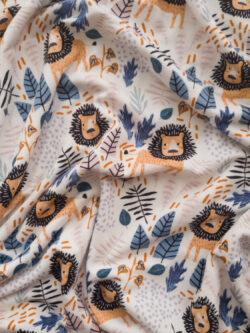 Designer Deadstock - Modal/Spandex Jersey – Lion Friends - Orange/Blue