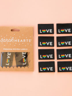 Sarah Hearts Garment Labels - Love Pride Heart - 8 pack