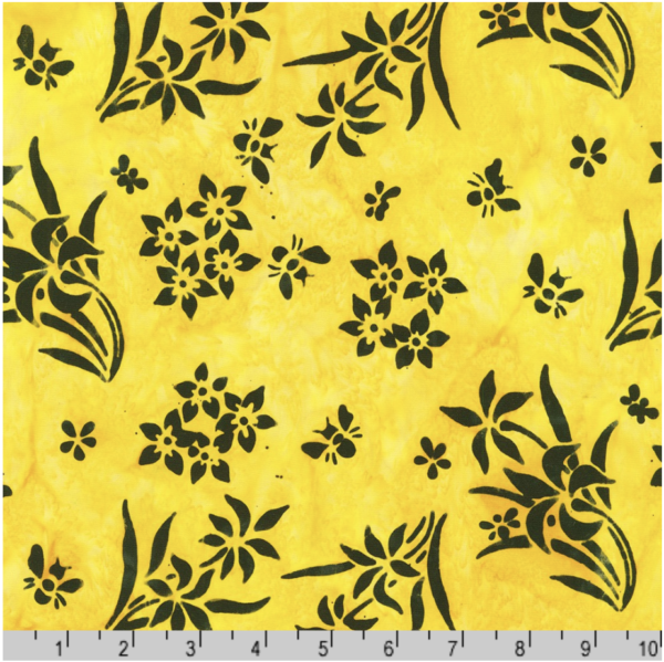 Artisan Cotton Batik - Bees and Flowers - Bumble Bee