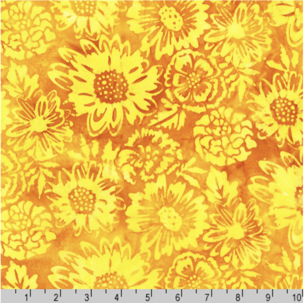 Artisan Cotton Batik - Bees and Flowers - Grellow