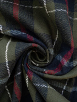 Designer Deadstock – Heavyweight Cotton Flannel – Olive/Navy Plaid