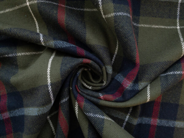 Designer Deadstock – Heavyweight Cotton Flannel – Olive/Navy Plaid