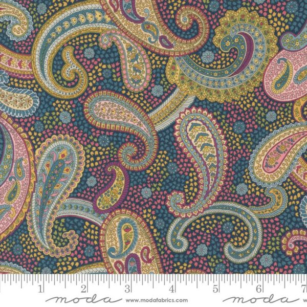 Quilting Cotton - Chelsea Garden - Bohemian Flare Paisley - Navy Multi