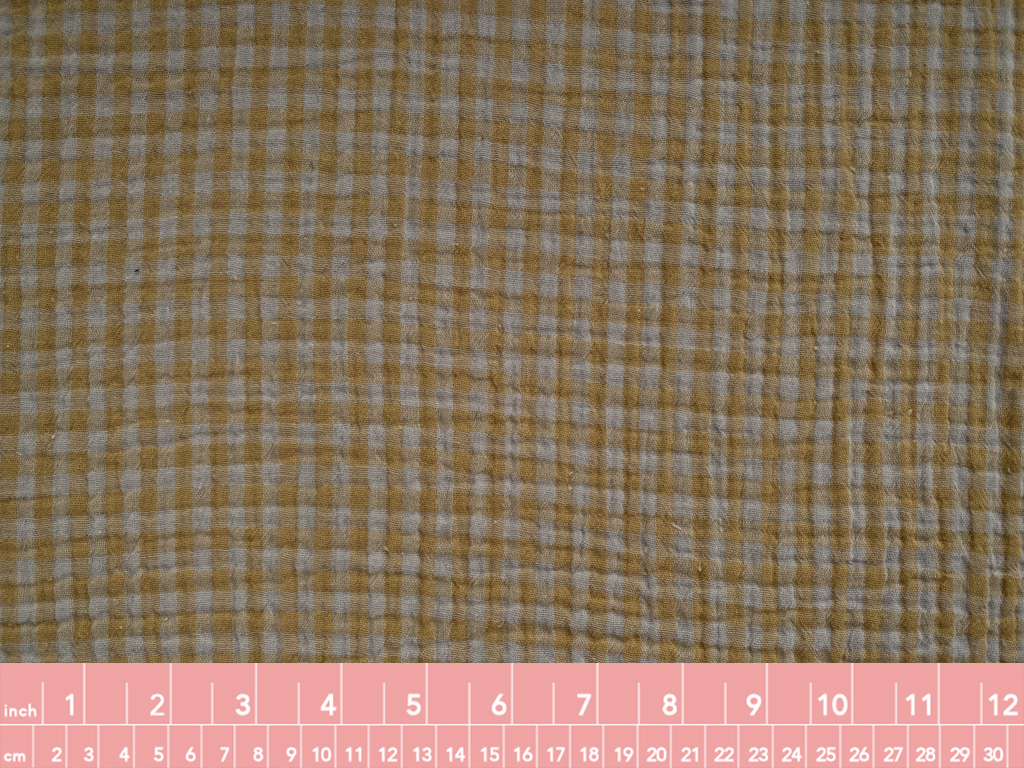 Organic Cotton Yarn Dyed Double Gauze - Check - Fog/Pistachio Organic Cotton Yarn Dyed Double Gauze - Check - Fog/Pistachio