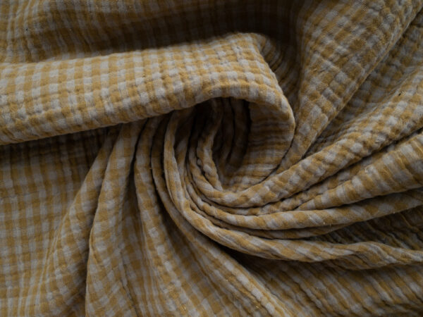 Organic Cotton Double Gauze - Yarn Dyed Gingham - Fog/Pistachio