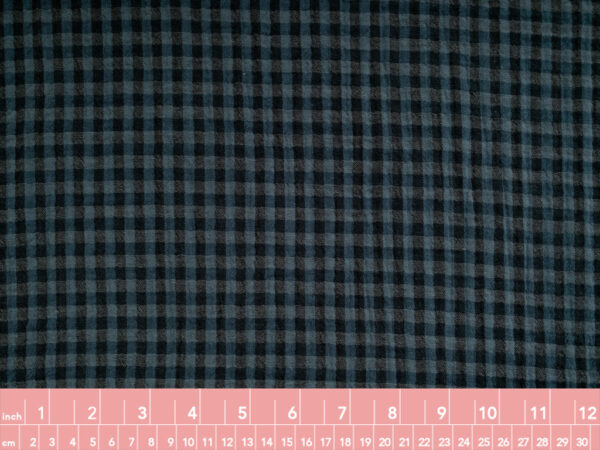 Organic Cotton Double Gauze - Yarn Dyed Gingham - Midnight/Denim