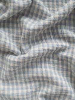 Organic Cotton Double Gauze - Yarn Dyed Gingham - Mist/Ivory