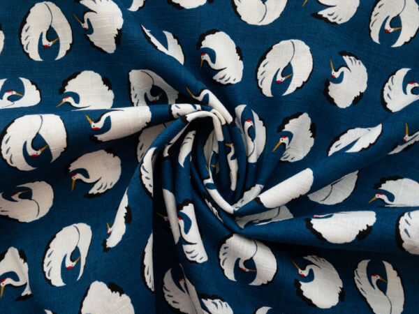 Japanese Cotton Dobby - Goose Dance - Blue