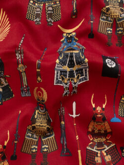 Japanese Cotton Sheeting - Samurai - Red/Metallic