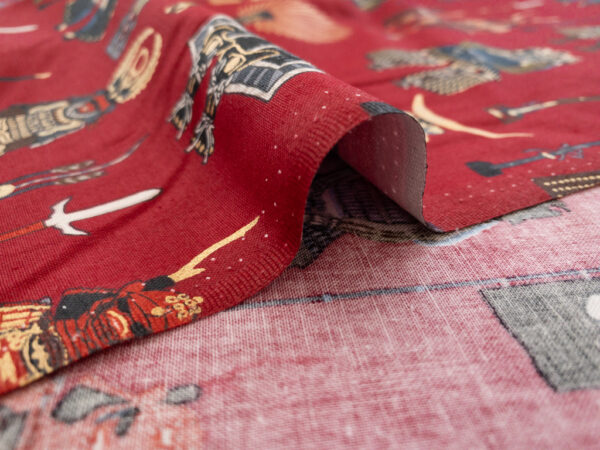 Japanese Cotton Sheeting - Samurai - Red/Metallic