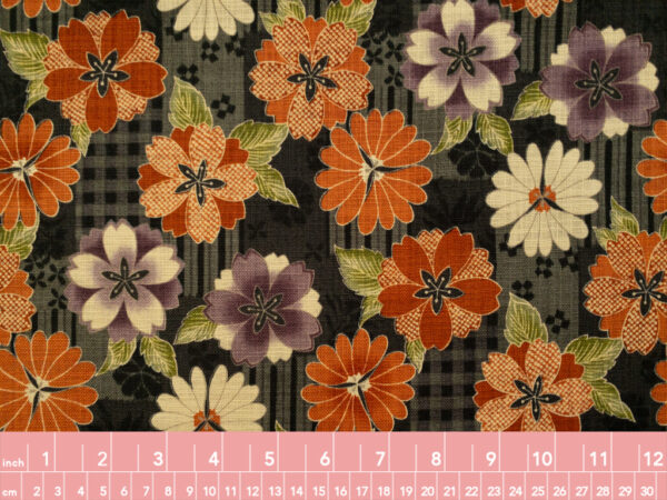 Japanese Cotton Dobby - Wagara Collage Floral - Black