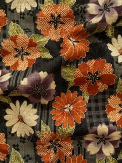 Japanese Cotton Dobby - Wagara Collage Floral - Black