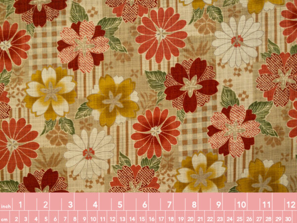 Japanese Cotton Dobby - Wagara Collage Floral - Natural